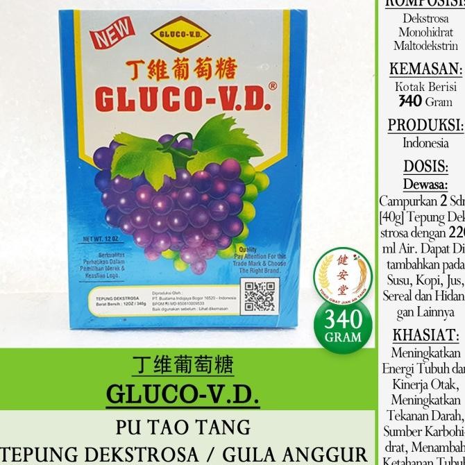 

,,,,,,,] GLUCO-VD [Glucolin ] 340g Tepung Dekstrosa-Gula Anggur