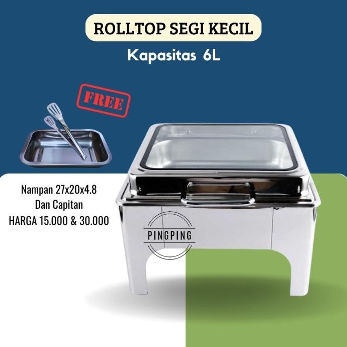 CO Chafing Dish Kecil / Rolltop Segi Kecil 1 Bar Catering Stainless Steel