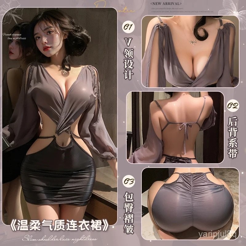 Wanita Lingerie Seksi Sekretaris Tanpa Punggung Unifo Cosplay Wanita Kantor Eksotis Renda Transparan