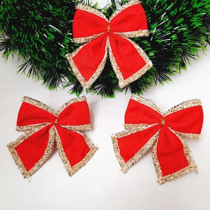 

Sale! Pita Natal Gliter Isi 3 Pita Merah Emas Dekorasi Hiasan Parcel Natal