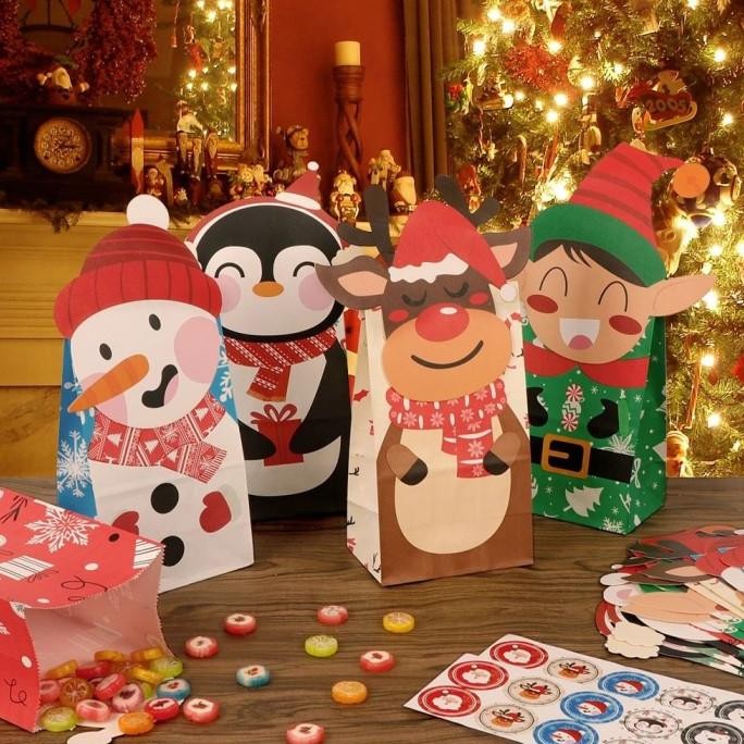 

~~~~~] Christmas paper bag 6pcs kantung kertas snack goodie bag natal