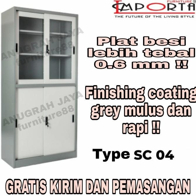 

Lemari Arsip / Filing Cabinet Besi / Rak Buku Pintu Sleding Type Slgs