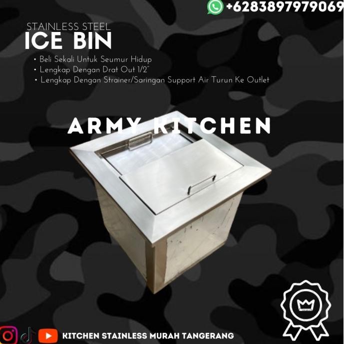 CO Ice Bin/Ice Box STAINLESS STEEL/Tempat Penyimpanan Es Batu/Counter Top Ice Bin