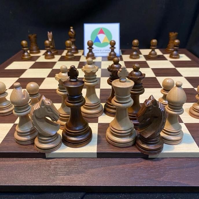 MURAH Papan Timbul Catur Kayu Set Premium Non Lipat Bidak FIDE APPROVED