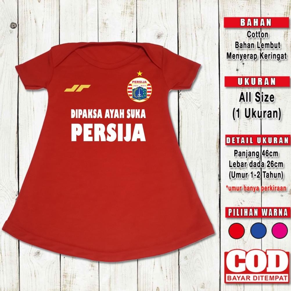 Baju Anak Bayi Cewek Persija Dipaksa Ayah Dress Dres Pakaian Bola Bayi Set Kaos Baju Kado Bayi Newbo