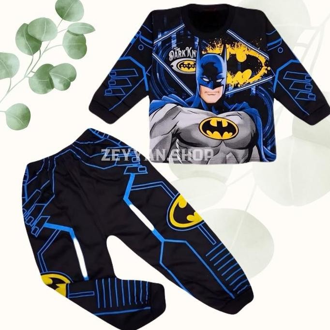 Terlaris BAJU ANAK LAKI LAKI KOSTUM MOTIF BATMAN  CELANA PANJANG USIA 1-10 TAHUN BISA SET TOPI DAN T