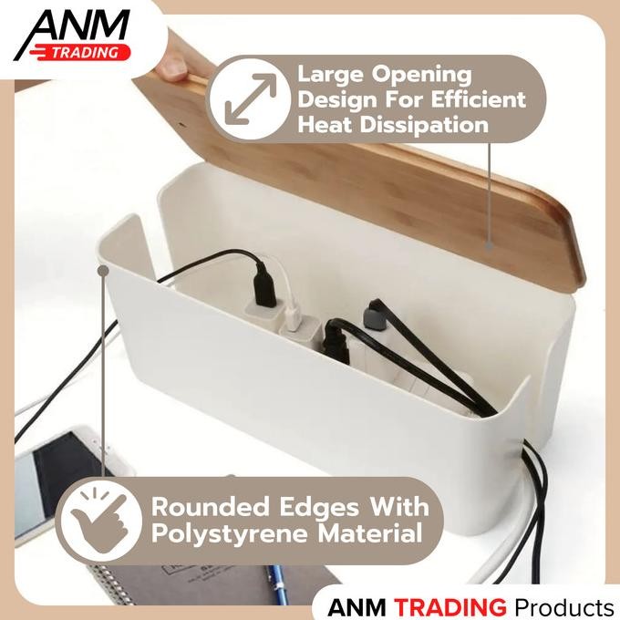 

HOT PROMO Kotak Cable Organizer Storage Box Wood Organizer Kabel Wire Management