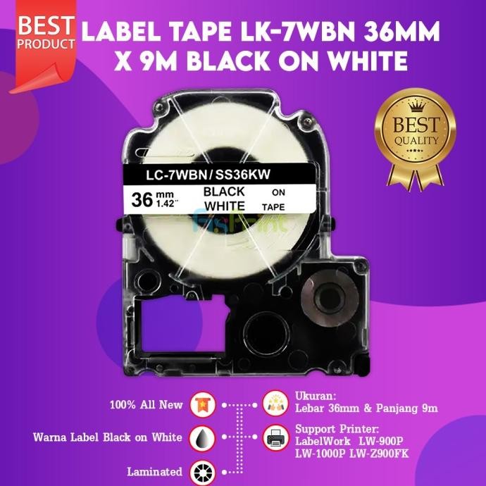 

JUAL Label Tape Compatible Laminated LK-6WBN 24mm x 9m Black On White