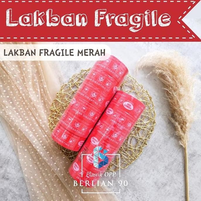 

TERMURAH 1 Lusin Lakban Fragile Merah 90 Yard x 48 mm Lakban Segel Jangan Di banting roll tape