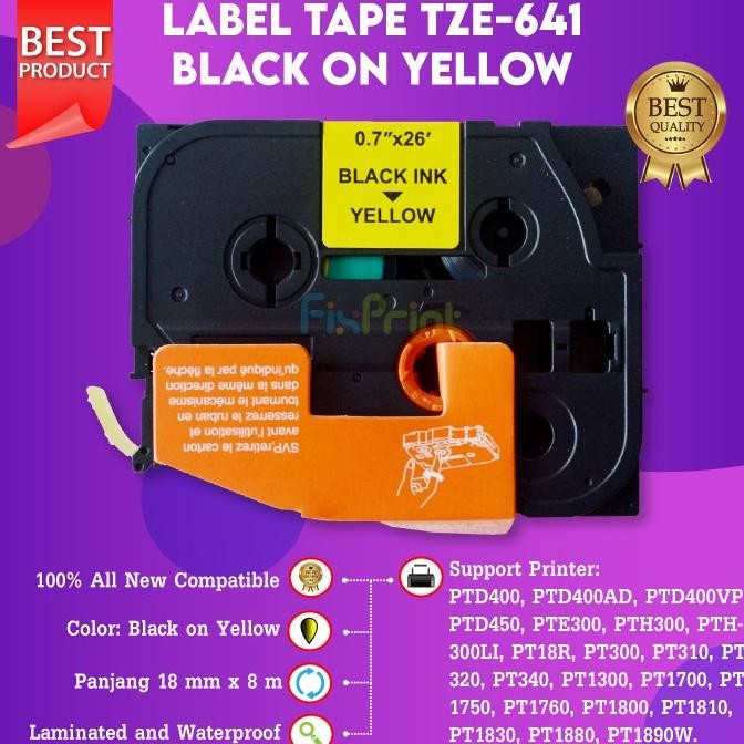 

HRG DISKON Label Tape TZe-641 18mm Black On Yellow PT-P750W P710BT P900W
