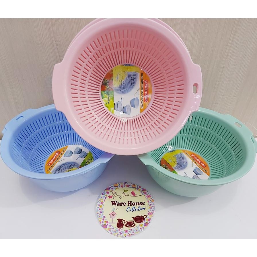 Tempat Cuci Sayur / Baskom + Saringan Yoshikawa B-082/Baskom Lubang Serbaguna