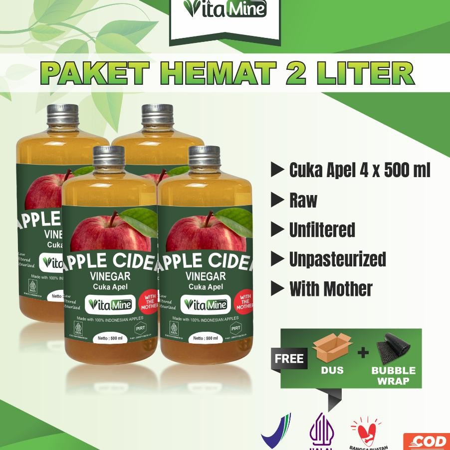 

Vitane Cua Apel Organic Cider Vinegar Paet Hemat 2 Liter Halal