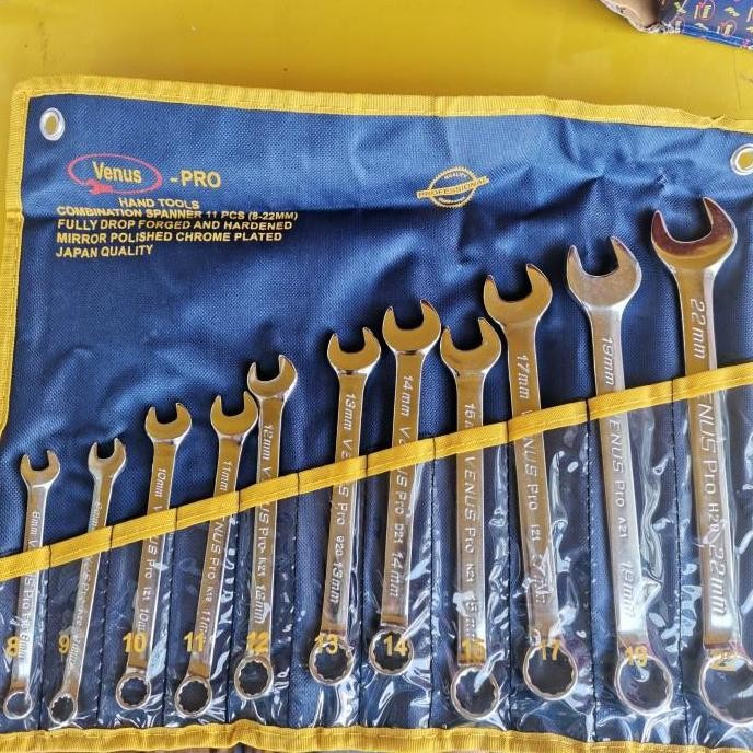 JUAL Venus Pro  kunci ring pas 11 pcs 8 - 24 kunci ring kunci pas kombinasi