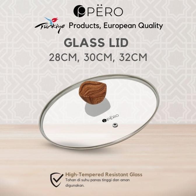 Terlaris Pero Multifunctional Glass Lid Pyrex Wooden Knop / Tutup Panci Kaca Serbaguna / Tutup Kaca 