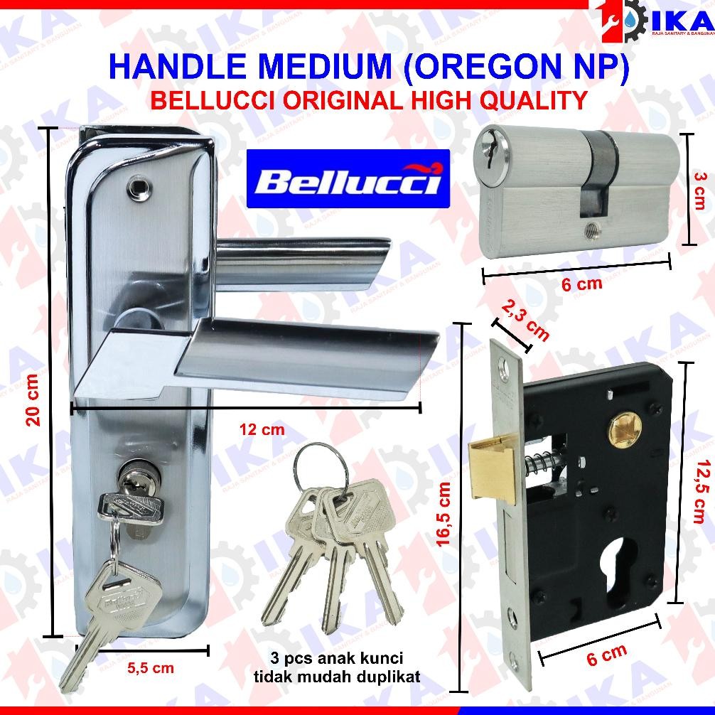 Slot Kunci Handle Handel Bellucci Oregon Silver Hendel Pintu Set Medium 20 CM / Kunci Pintu Tanggung
