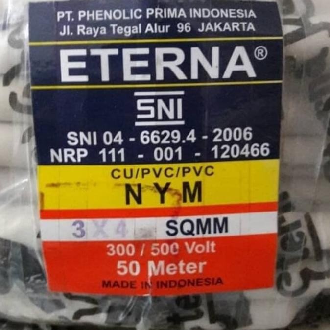 Kabel Listrik NYM 3x4 mm Eterna KHUSUS GOSEND / Kabel Tufur Nym 3X4 mm
