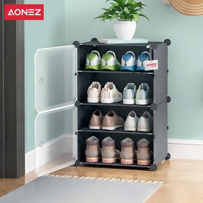 Aonez rak sepatu 4 tingkat rumah Tempat Sepatu