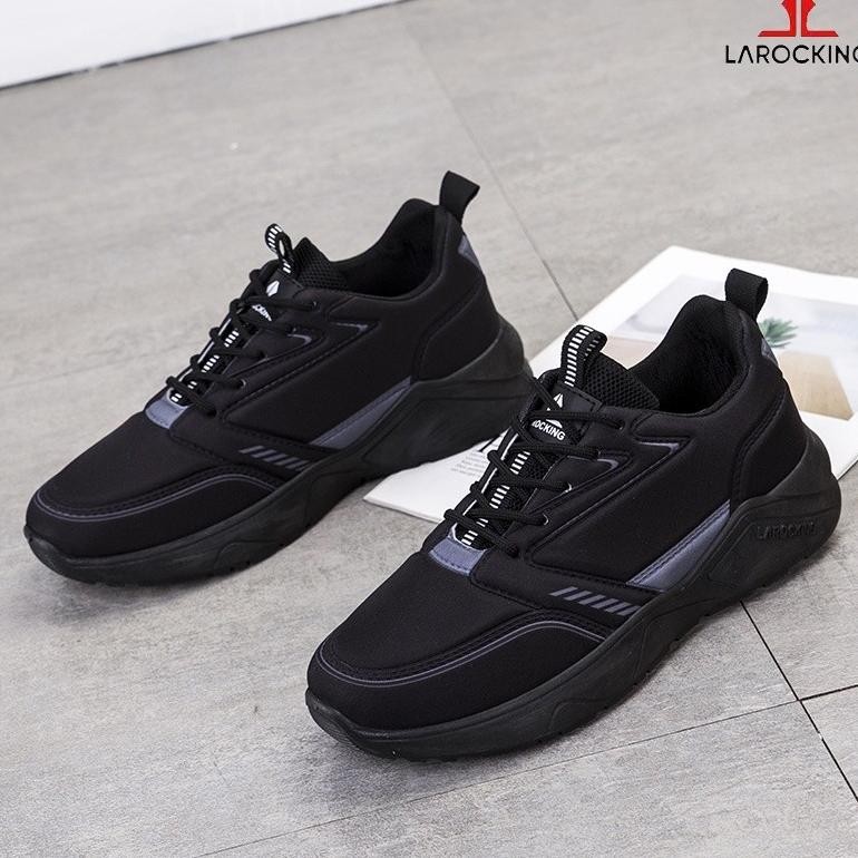SDR- Larocking - Raptor Hitam Polos | Sepatu Sneakers Running Gym Shoes TERLARIS