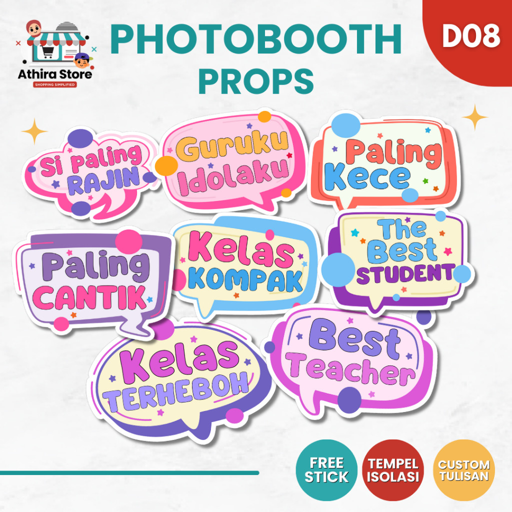 D08 Photobooth props classmate school tema sekolah / photo booth props perpisahan sekolah graduation