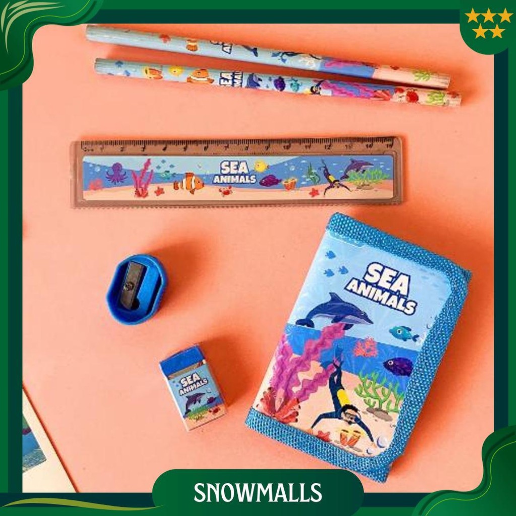 

Osm Jkt S5926 Stationery Set / Alat Tulis Set 6 In 1 Hadiah Souvenir / Paket Alat Tulis + Dompet Anak / Alat Tulis Set Karakter Promo
