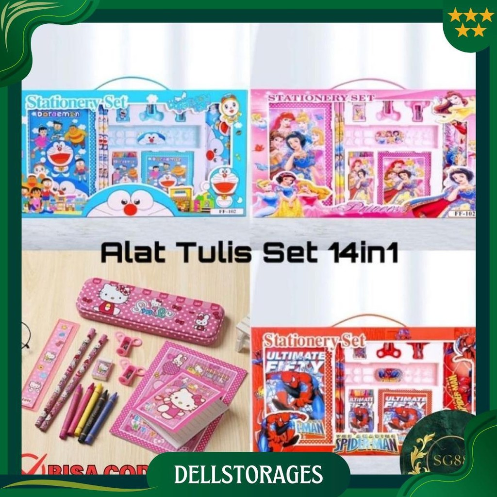 

Stationary Alat Tulis Set 14 In 1 / Paket Alat Tulis Anak Motif Kartun Karakter Lucu Promo 4.4