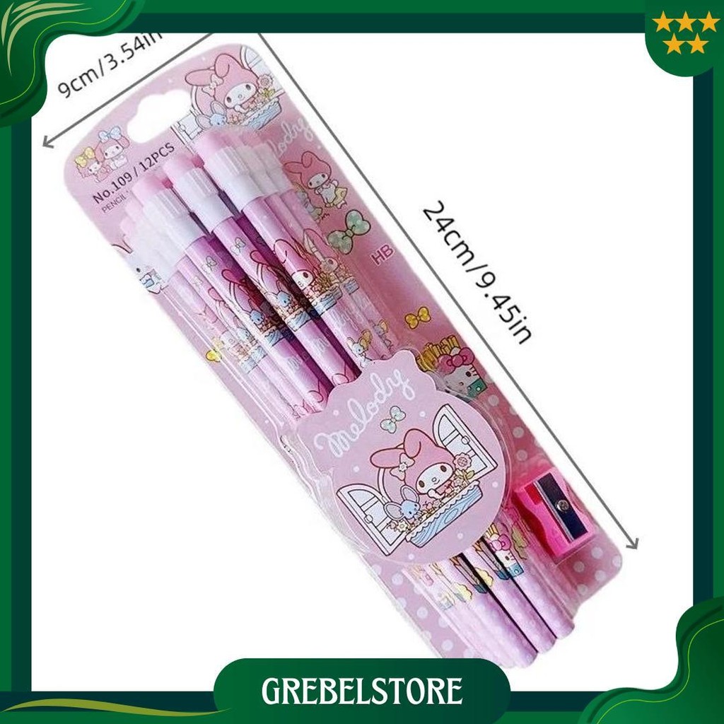 

Set Isi 12 Pc Pensil Hb Stationery Pensil Free Penghapus Rautan Grip Edisi Sanrio Princess Labubu Capycabara Cod