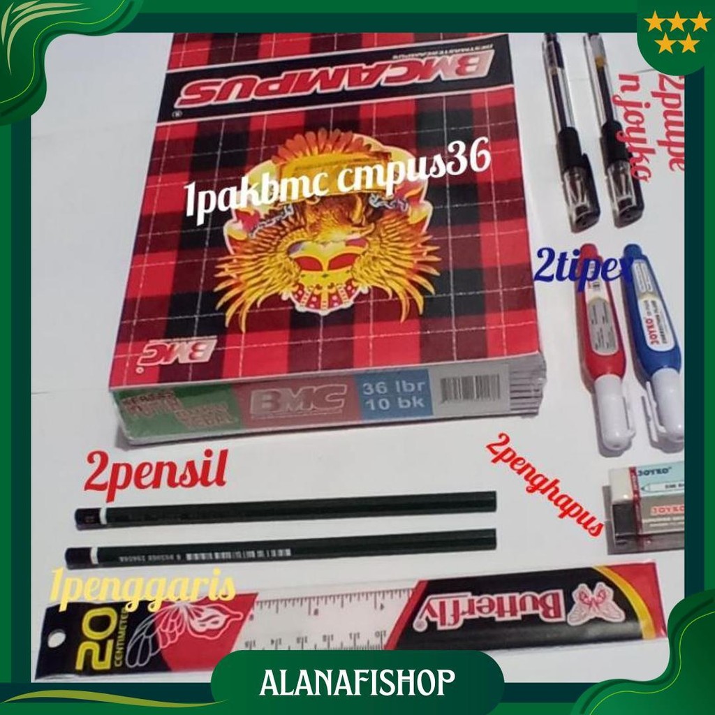

Promo Paket Lengkap Sekolah:2Pulpen, 2Tipex,2Pensil, 2Penghapus Pensil, 1Penggaris Dan 1Pak Buku(10Pcs) Bmc Campus Promo Puncak