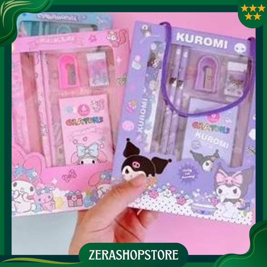 

Set Alat Tulis Sanrio 5 In 1 - Alat Tulis Sanrio Kuromi - Melody - Cinnamoroll - Yummy Promo 4.4