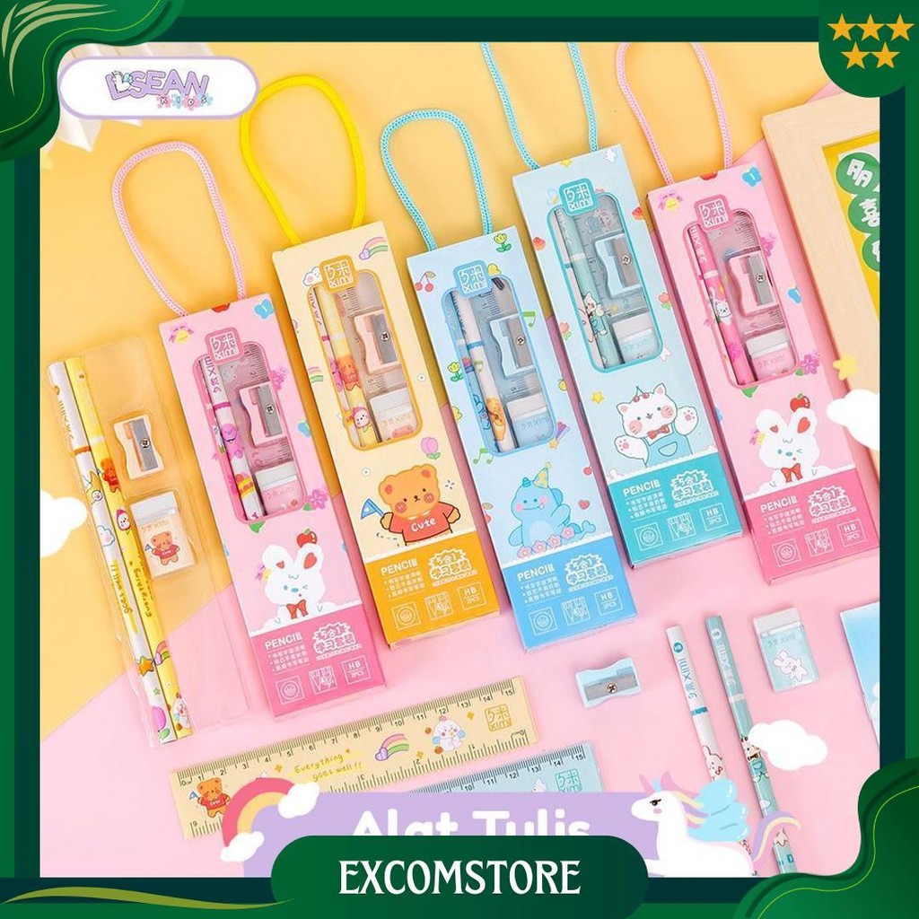 

Stationery Set Alat Tulis Sekolah 5 In 1 Lengkap Pensil Penggaris Penghapus Rautan Lucu Gratis Ongkir