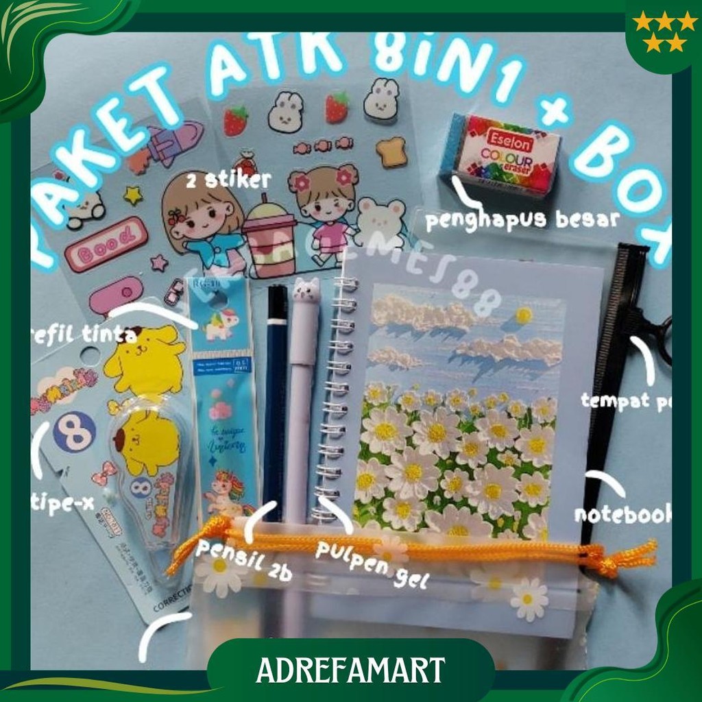 Serbagemes88 - (Cod) Set Alat Tulis 8 In 1 Lengkap Karakter / Stationery Set / Alat Tulis Set / Pake