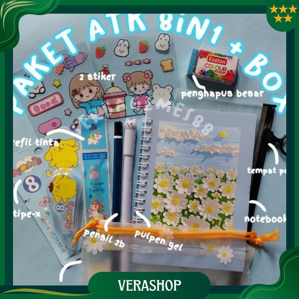 Serbagemes88 - (Cod) Set Alat Tulis 8 In 1 Lengkap Karakter / Stationery Set / Alat Tulis Set / Pake