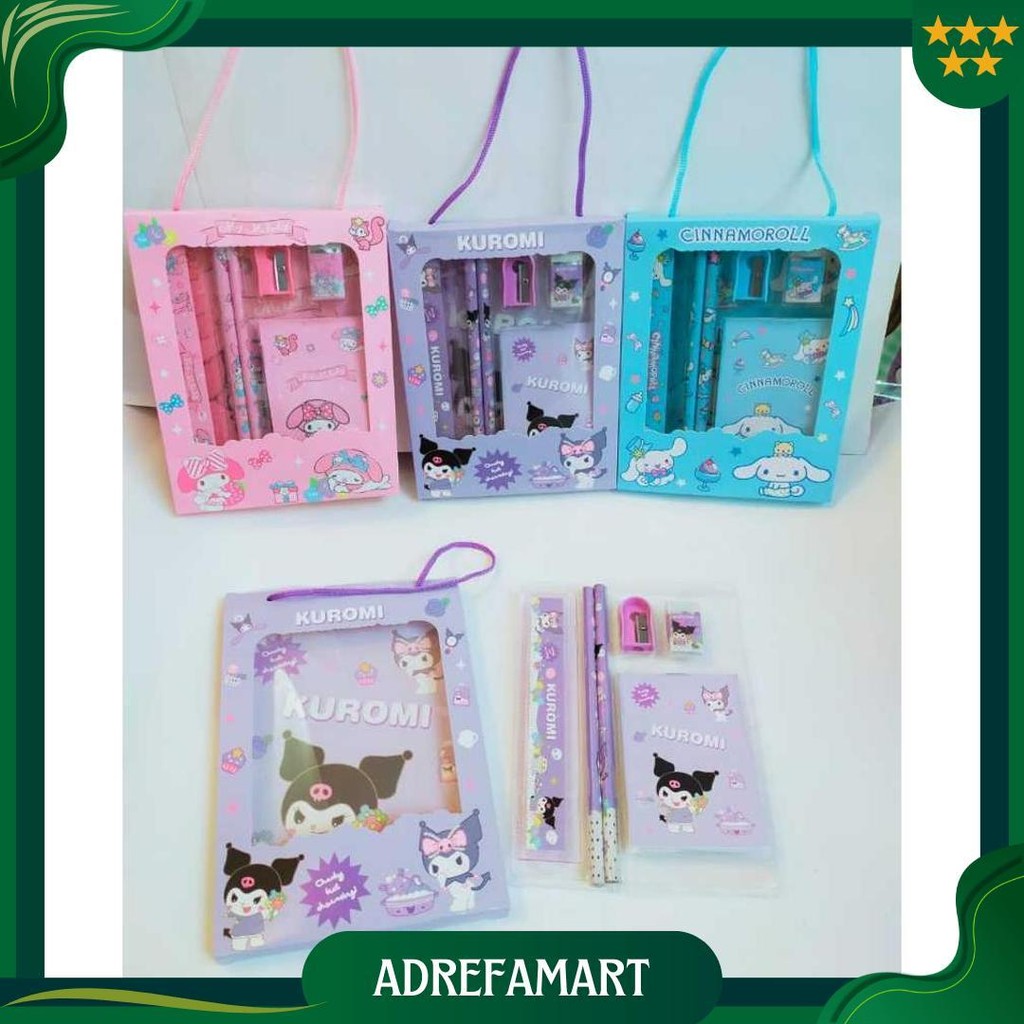 

Gift Set Alat Tulis Sekolah 6 In 1 Sanrio - Alat Tulis Pensil Sanrio Kuromi / Melody - Chinamorol - Set Alat Tulis 6 In 1 Motif Sanrio Atk Set Best Seller