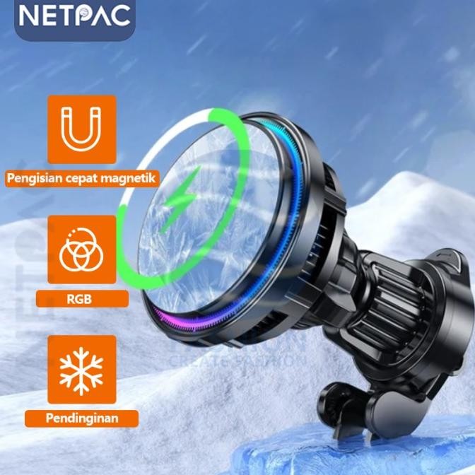 Netpac Fan Cooler Semikonduktor Magnetik Mobil Wireless Charger Braket Hp Original Dan Terpercaya