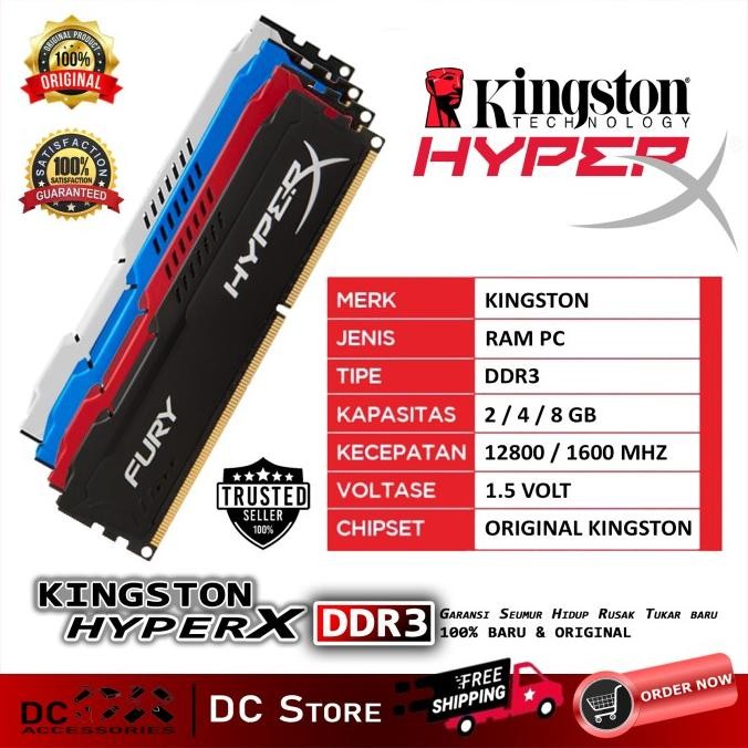 RAM KINGSTON HYPERX FURY GAMING DDR3 8GB 1600MHz PC 12800 DDR3 8G