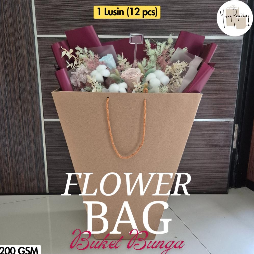 

IQR-914 Paper Bag / Tas Kertas Buket Bunga (Flower Bouquet) / Florist / Bunga Uk. 37 x 17,5 x 43 cm - 1 lusin (12 pcs) Terlaris