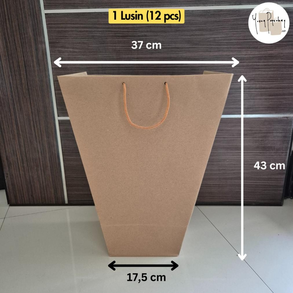 

fgk-24 Paper Bag / Tas Kertas Buket Bunga (Flower Bouquet) / Florist / Bunga Uk. 37 x 17,5 x 43 cm - 1 lusin (12 pcs) Terlaris