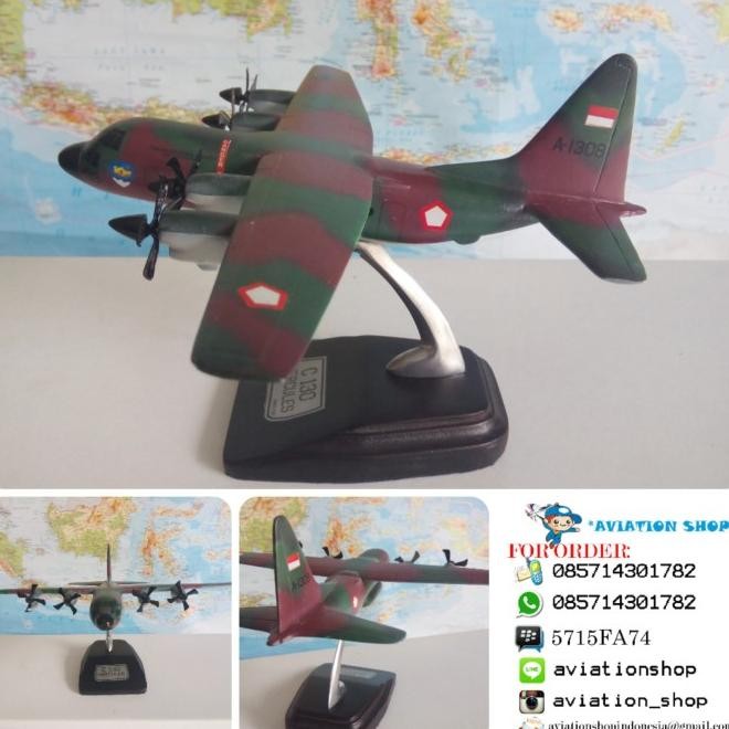 Miniatur Pesawat Hercules C130 Skala 1:125 (18Cm)  Tni-Au , Un , Ud
