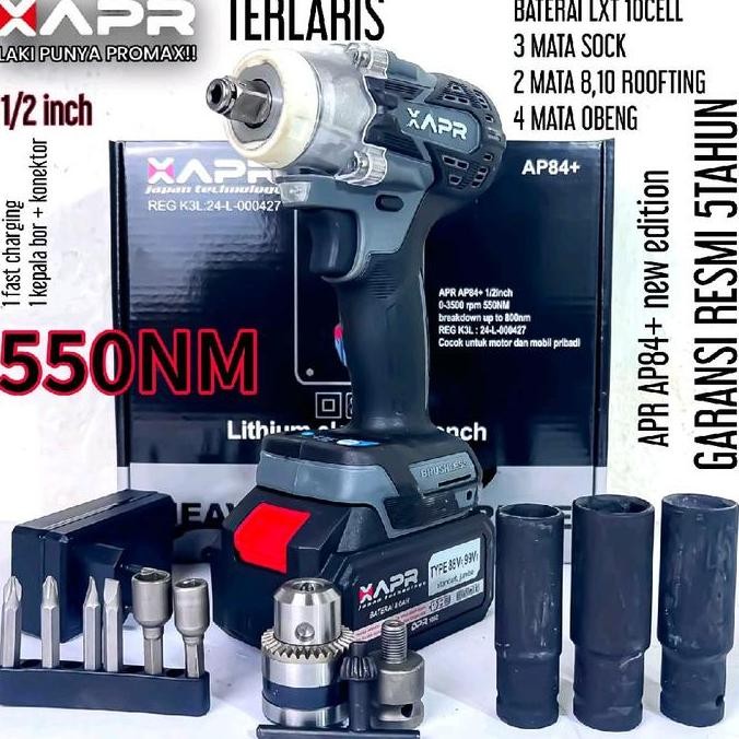 BRG BARU APR impact wrench type ap84+ 550nm baterai 88v standart fullset accecoris lxt 10cell IMPACT