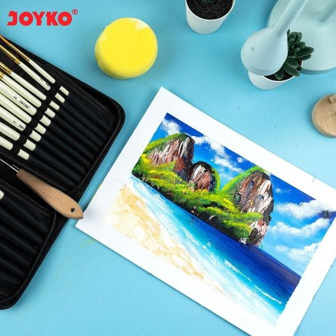 

Joyko Kuas Lukis Set 15 + Pisau Palet + Spons + Storage Bag /Art Brush Original Dan Terpercaya