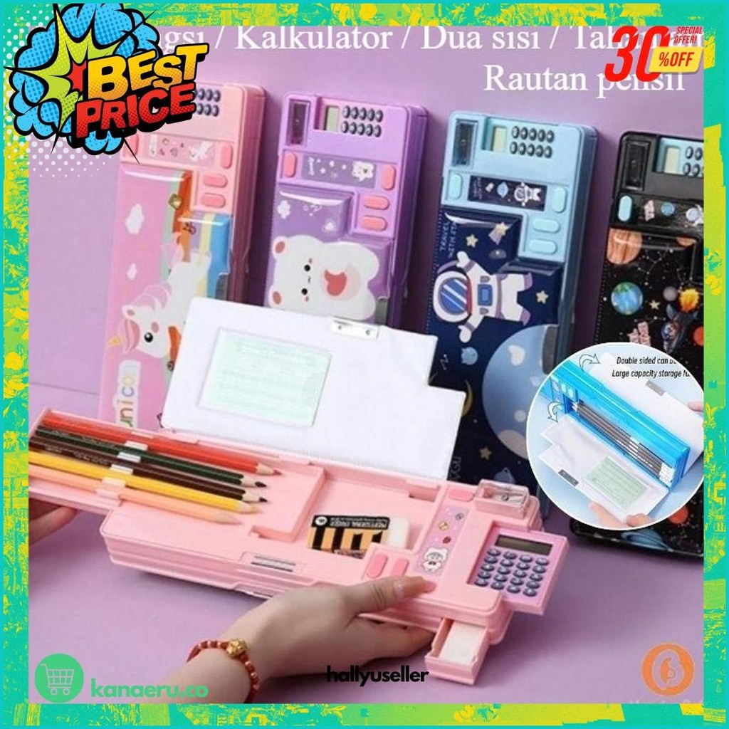

[Penjual Lokal] Kotak Pensil Kalkulator Lapis Ganda / Kotak Penyimpanan Alat Tulis Pop Out Multifungsi / Astronot Kapasitas Besar Pencil Case Hadiah Siswa Murah