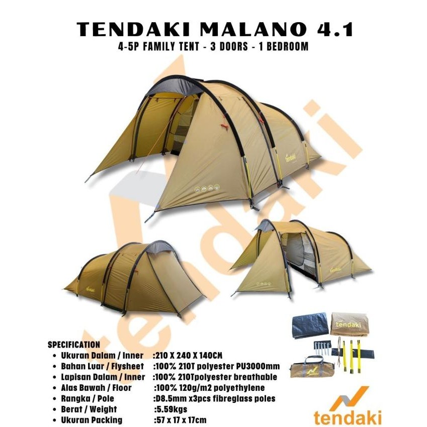 TENDAKI Malano 4.1 - Malano 4.1H Tenda Camping Family Kapasitas 4-5
