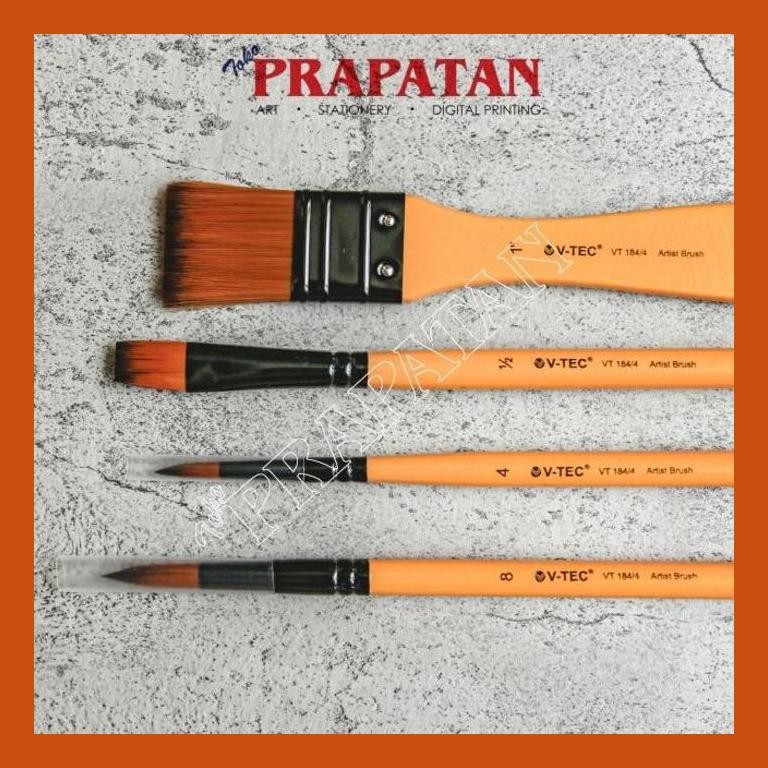 

[ PERALATAN LUKIS / GAMBAR ] KUAS LUKIS V-TEC VT184/4 SET 4 PCS / PAINT BRUSH SET GOOD QUALITY
