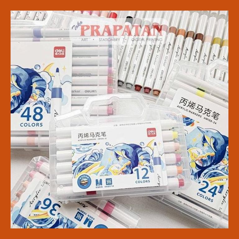 

[ PERALATAN LUKIS / GAMBAR ] DELI ACRYLIC MARKER SET HM108 | SPIDOL AKRILIK PACKING AMAN