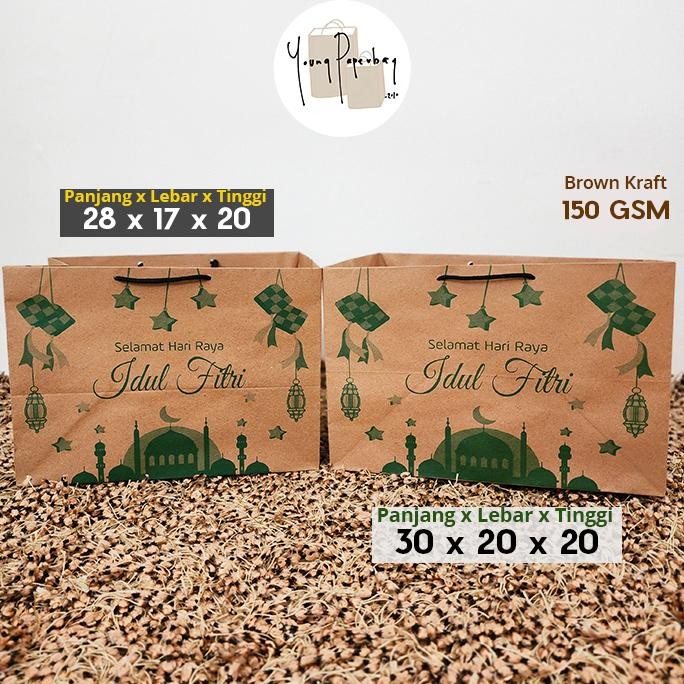 

gd-8 Paper Bag / Tas Kertas Idul Fitri Hampers Lebaran Uk. 30x20x20 Model Landscape (1 lsn) Berkualitas