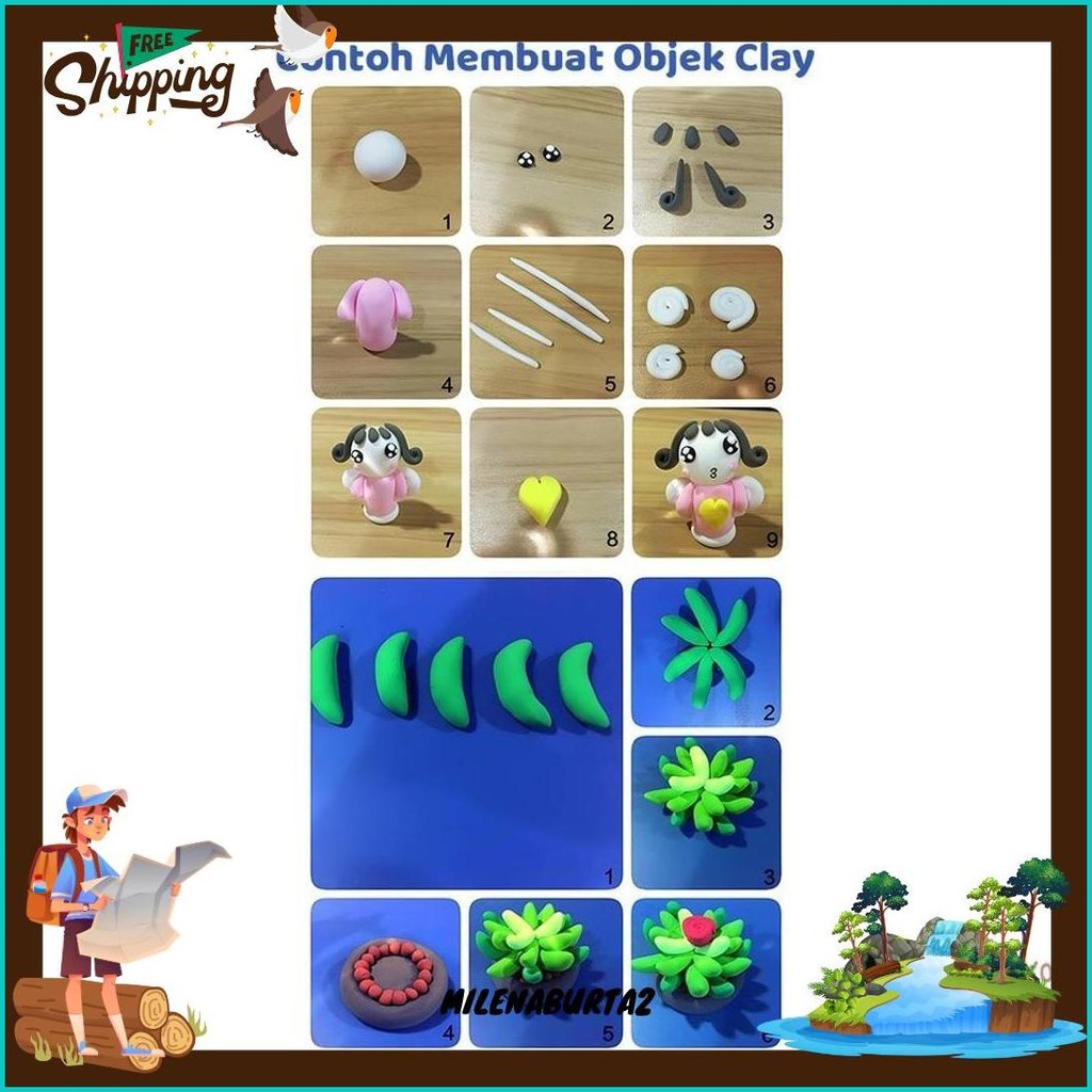 ( Paket 6 Set ) Mainan Anak Clay Polymer Isi 12 Pcs Clime Set Soft Clay Dough 12 Warna Edukasi Kreat