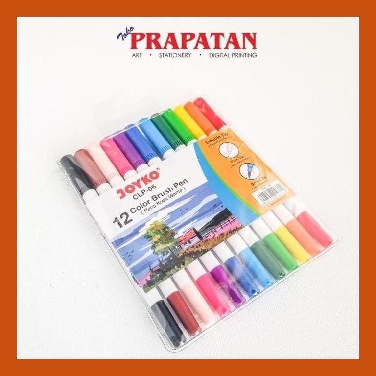 

[ PERALATAN LUKIS / GAMBAR ] JOYKO COLOR BRUSH PEN 12 WARNA CLP-06 / PENA KUAS PACKING AMAN