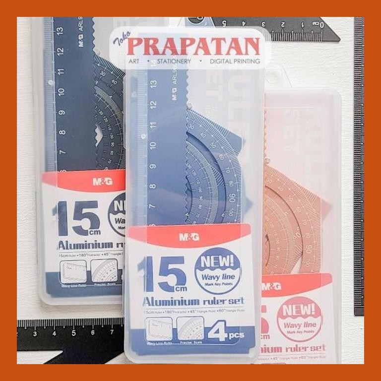 

[ PERALATAN LUKIS / GAMBAR ] PENGGARIS ALUMUNIUM SET M&G ARL960DM | RULER SET PACKING AMAN