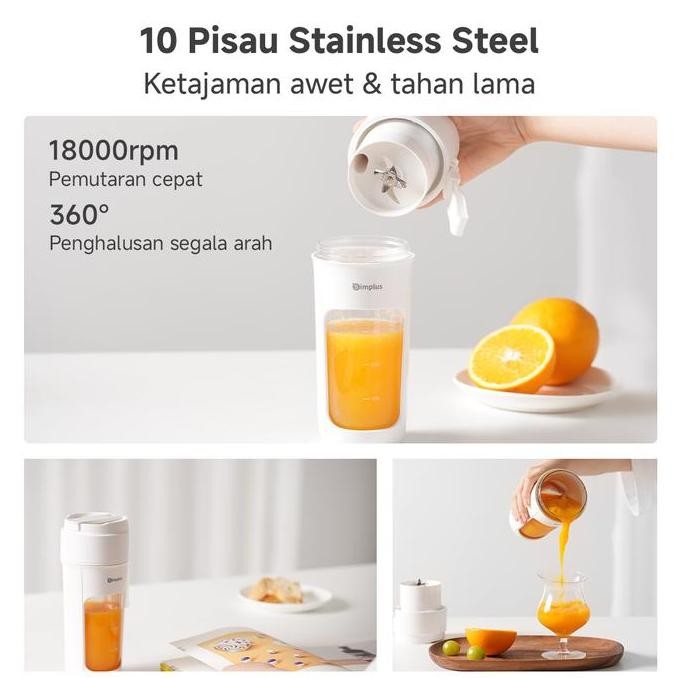 SIMPLUS BLENDER PORTABEL 340ML JUICER MULTIFUNGSI GELAS SIAP MINUM 10 SET MATA PISAU JUS BUAH DAN SA