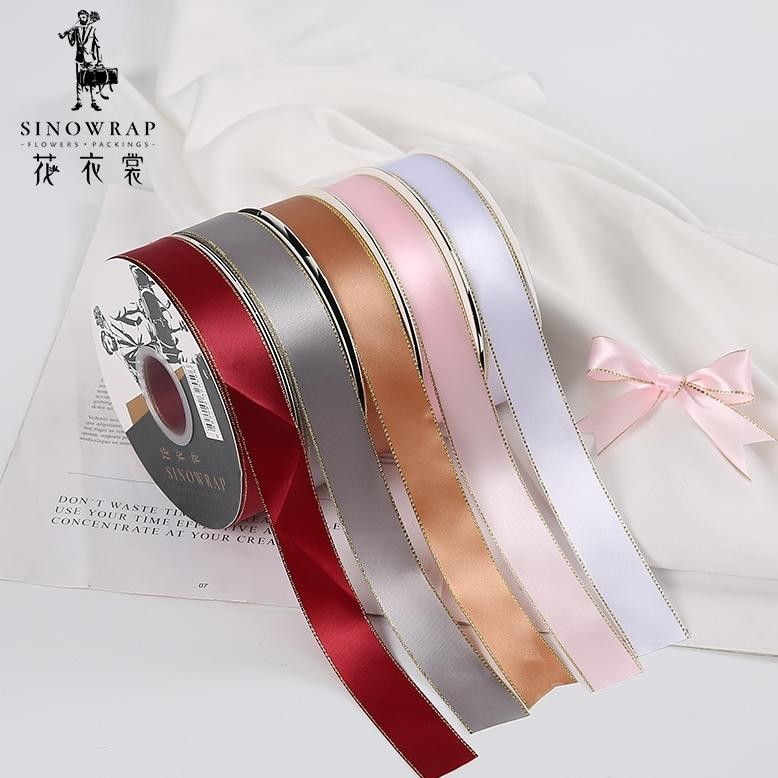 hjg-7 PITA SATIN BUKET BUNGA LIST GOLD GLIDED POLYESTER Original