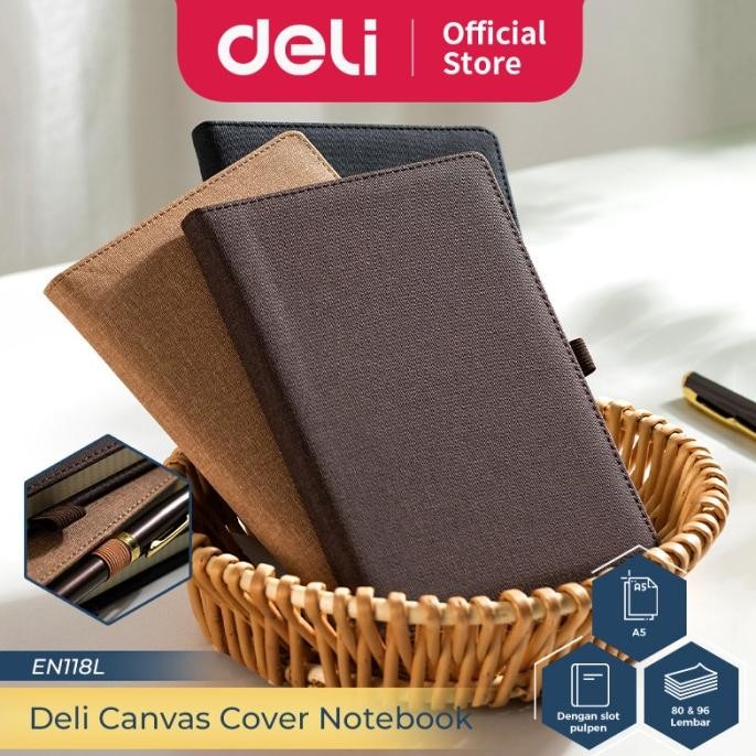 

Deli Canvas Cover Notebook A5 96 Lembar Dengan Pen Holder EN118L